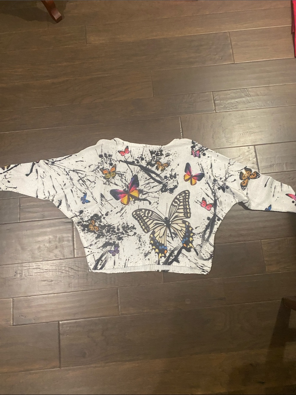 Luisa Ricci White Butterfly Print Long sleeve crop